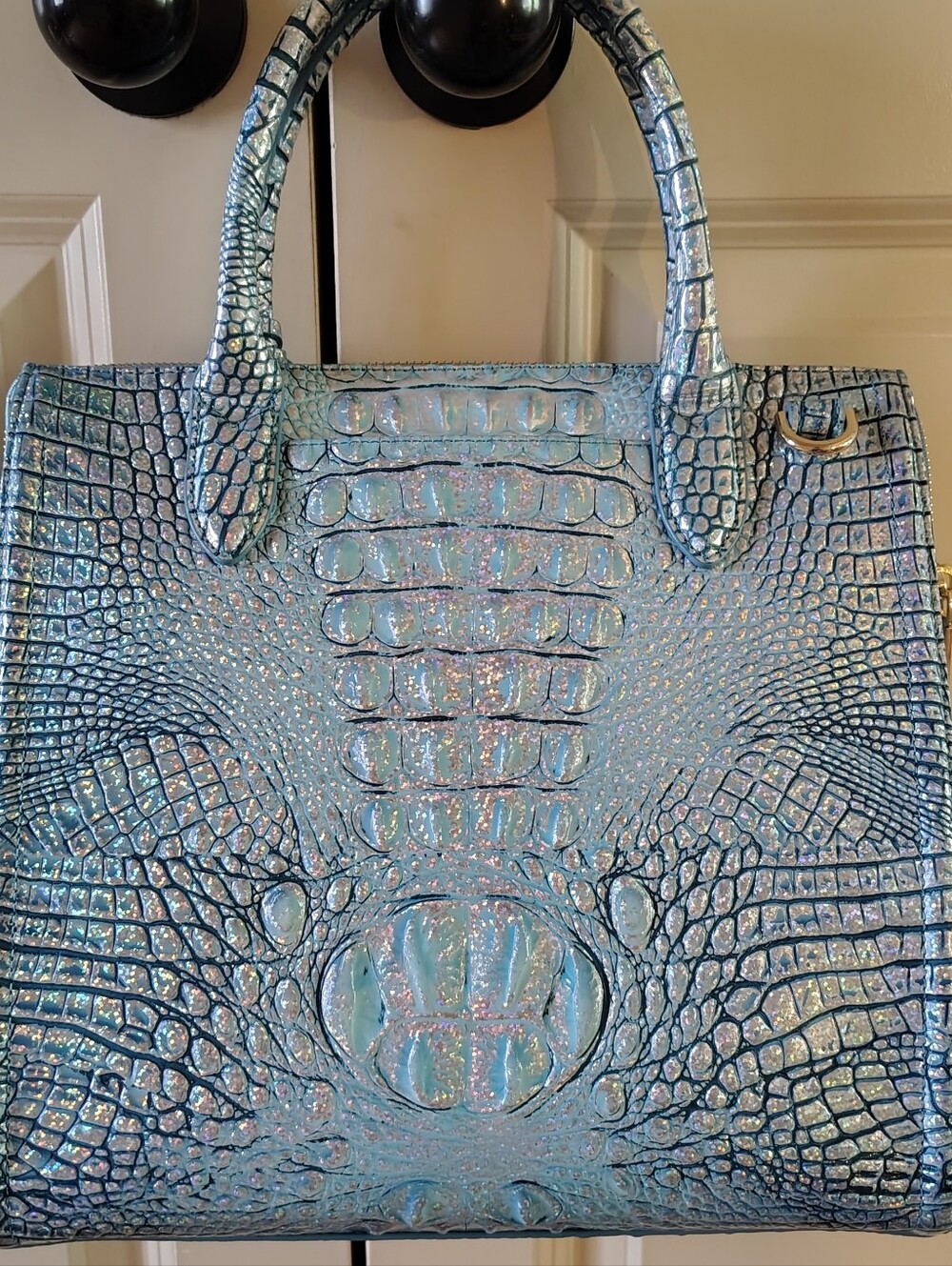 Brahmin Artic Blue Croc-Embossed  Large Caroline Satchel - Picture 2 of 5